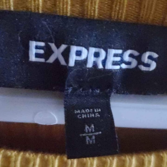 Express Golden Yellow Ribbed Midi Dress - Picture 2 of 2